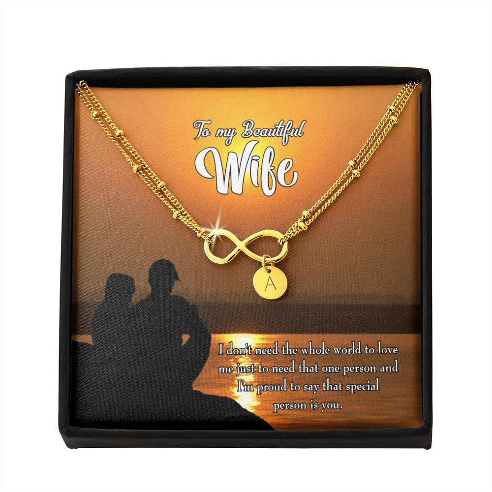 To My Wife Beautiful Wife Infinity Bracelet With Initial Charms - Infinity Bracelet