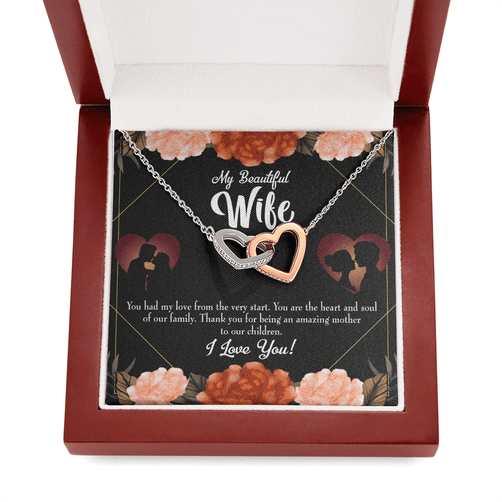 Wife Gift For Wife Birthday Heart And Soul Inseparable Love Pendant 18k Rose Gold Finish 16� - Interlocking Hearts Necklace