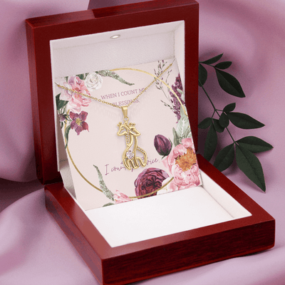 To My Wife I Count You Twice Giraffe Charm Necklace Message Card - Giraffe Necklace