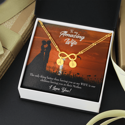 To My Wife My Wife And Mother Infinity Bracelet With Initial Charms - Infinity Bracelet