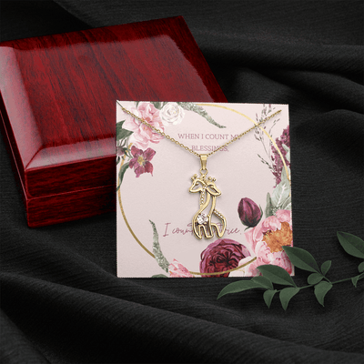 To My Wife I Count You Twice Giraffe Charm Necklace Message Card - Giraffe Necklace