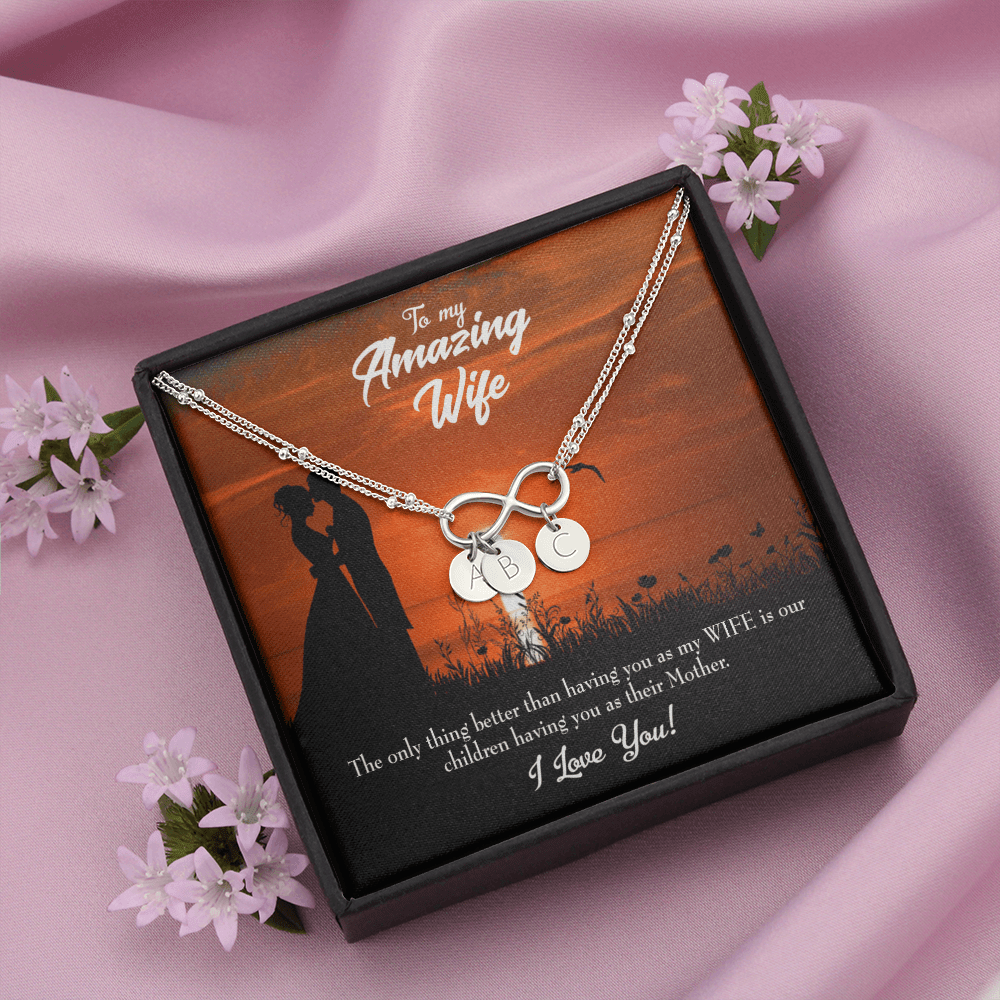 To My Wife My Wife And Mother Infinity Bracelet With Initial Charms - Infinity Bracelet