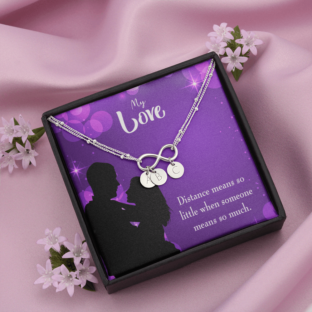 To My Wife Distance Means So Little Infinity Bracelet With Initial Charms - Infinity Bracelet