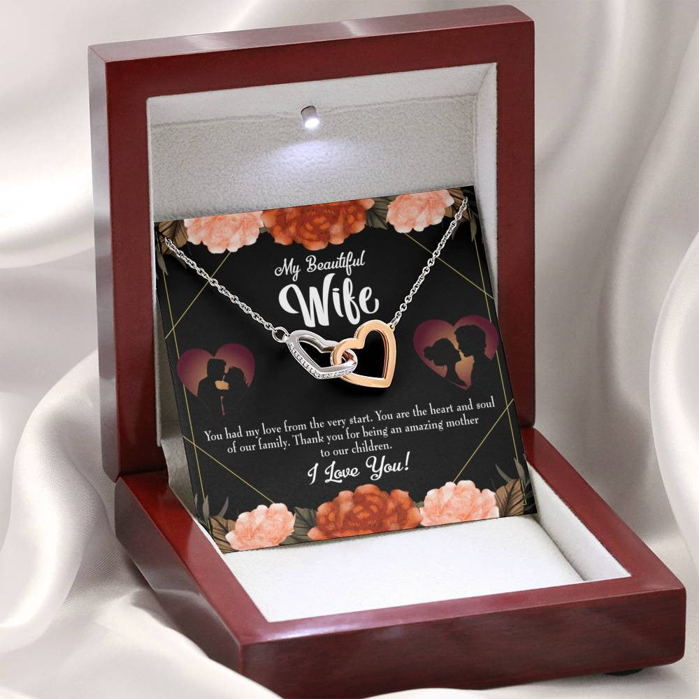 Wife Gift For Wife Birthday Heart And Soul Inseparable Love Pendant 18k Rose Gold Finish 16� - Interlocking Hearts Necklace