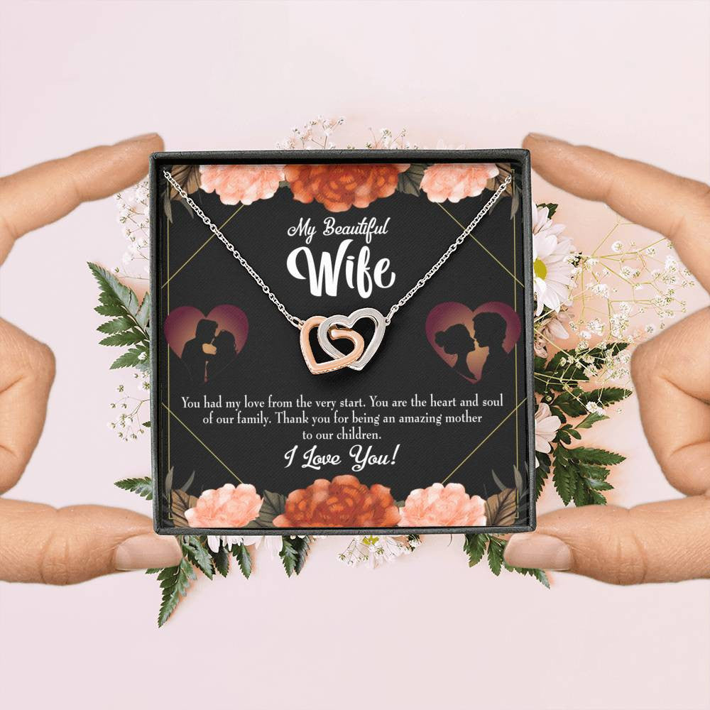 Wife Gift For Wife Birthday Heart And Soul Inseparable Love Pendant 18k Rose Gold Finish 16� - Interlocking Hearts Necklace