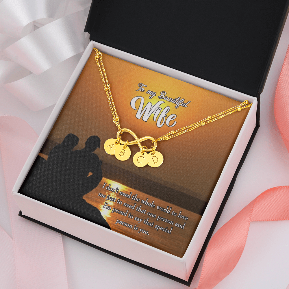 To My Wife Beautiful Wife Infinity Bracelet With Initial Charms - Infinity Bracelet