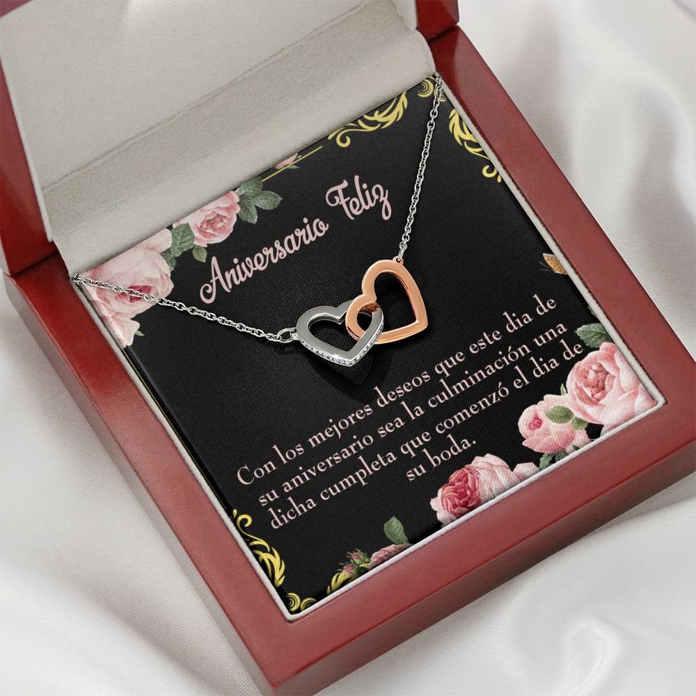 Wife Gift For Wife Birthday Aniversario Feliz Inseparable Love Pendant 18k Rose Gold Finish 16� - Interlocking Hearts Necklace