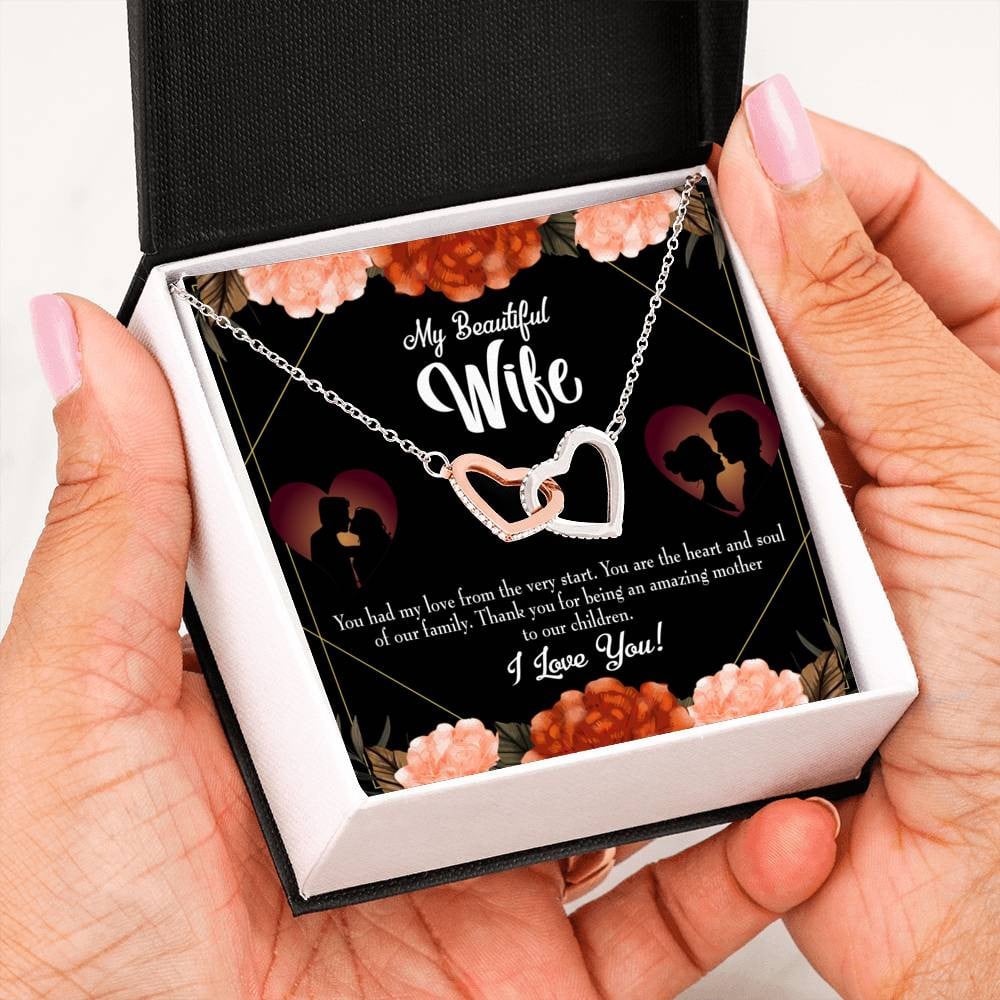Wife Gift For Wife Birthday Heart And Soul Inseparable Love Pendant 18k Rose Gold Finish 16� - Interlocking Hearts Necklace