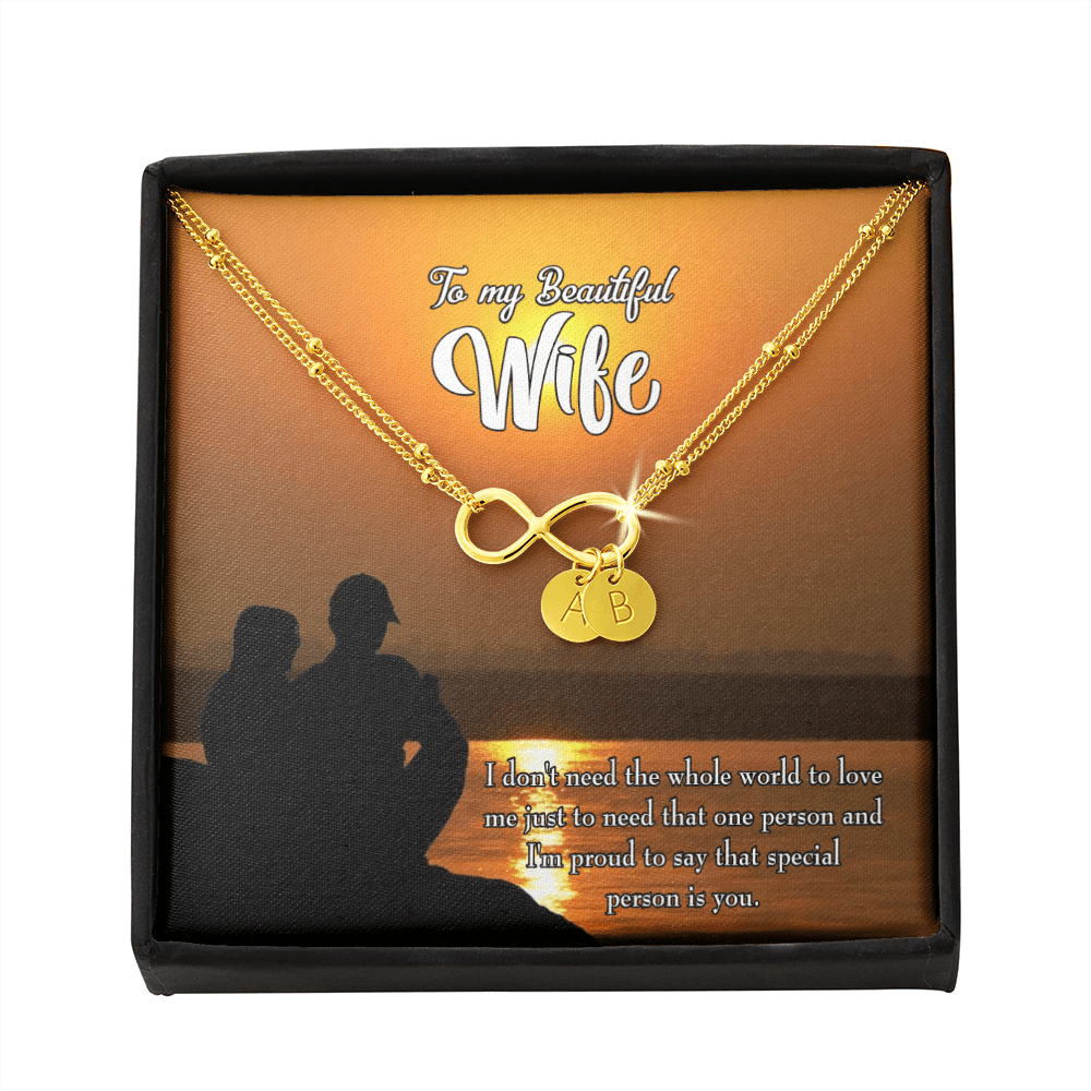 To My Wife Beautiful Wife Infinity Bracelet With Initial Charms - Infinity Bracelet