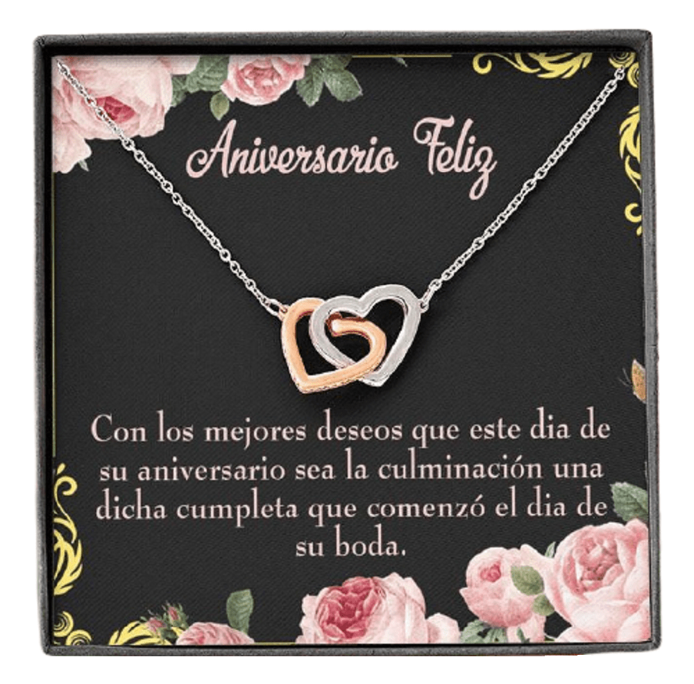 Wife Gift For Wife Birthday Aniversario Feliz Inseparable Love Pendant 18k Rose Gold Finish 16� - Interlocking Hearts Necklace