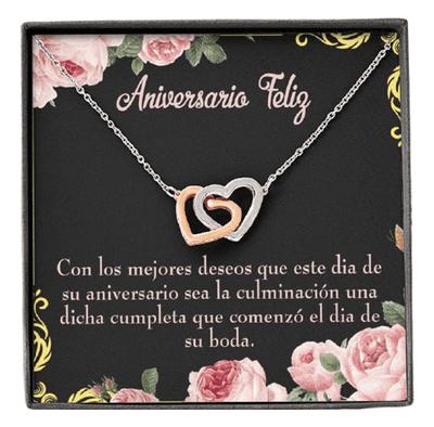 Wife Gift For Wife Birthday Aniversario Feliz Inseparable Love Pendant 18k Rose Gold Finish 16� - Interlocking Hearts Necklace