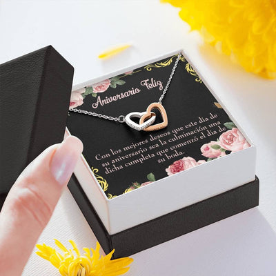 Wife Gift For Wife Birthday Aniversario Feliz Inseparable Love Pendant 18k Rose Gold Finish 16� - Interlocking Hearts Necklace