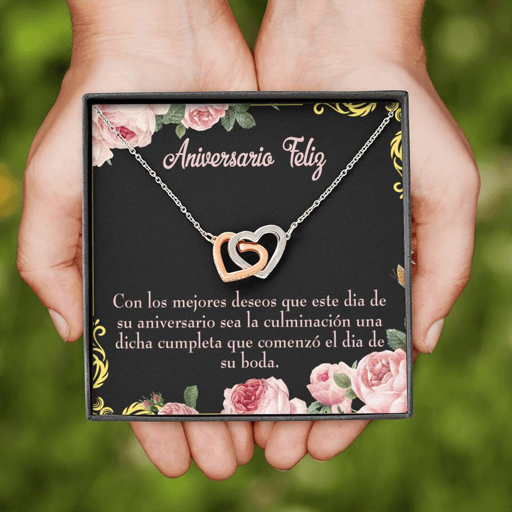 Wife Gift For Wife Birthday Aniversario Feliz Inseparable Love Pendant 18k Rose Gold Finish 16� - Interlocking Hearts Necklace