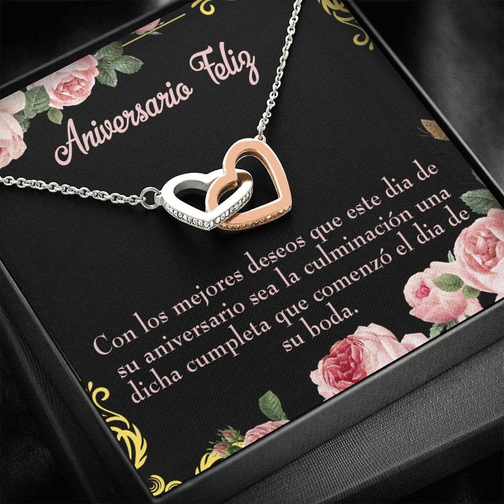 Wife Gift For Wife Birthday Aniversario Feliz Inseparable Love Pendant 18k Rose Gold Finish 16� - Interlocking Hearts Necklace