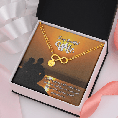 To My Wife Beautiful Wife Infinity Bracelet With Initial Charms - Infinity Bracelet
