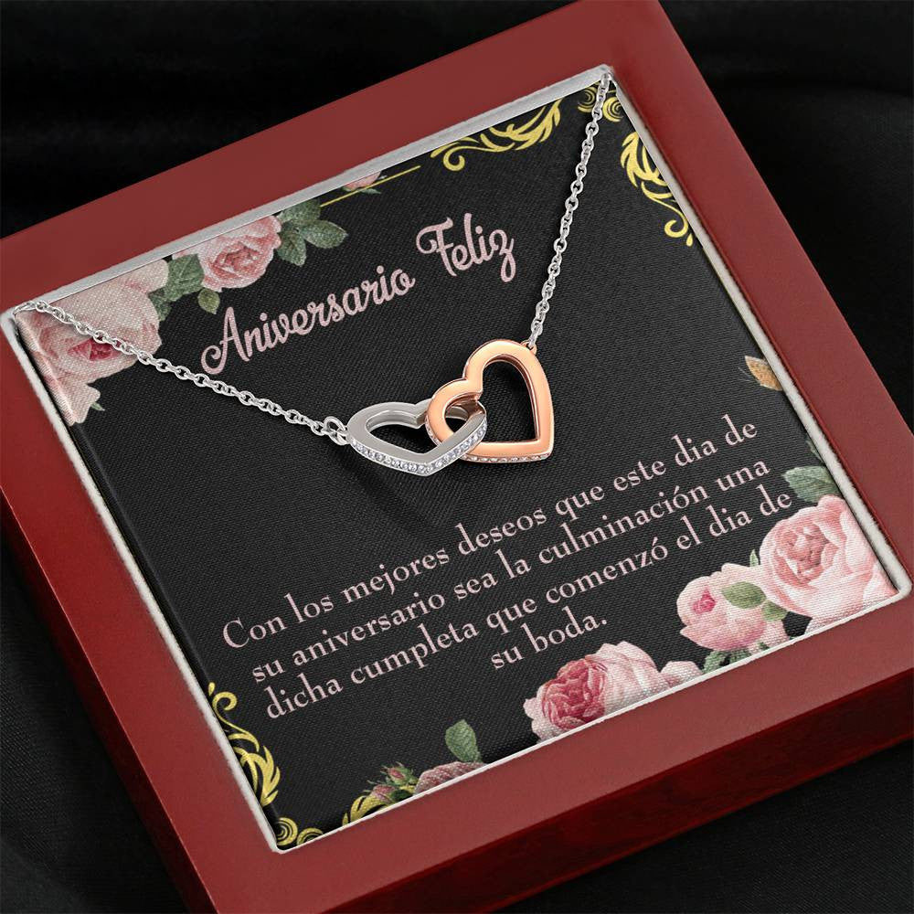 Wife Gift For Wife Birthday Aniversario Feliz Inseparable Love Pendant 18k Rose Gold Finish 16� - Interlocking Hearts Necklace