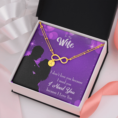 To My Wife Because I Love You Infinity Bracelet With Initial Charms - Infinity Bracelet
