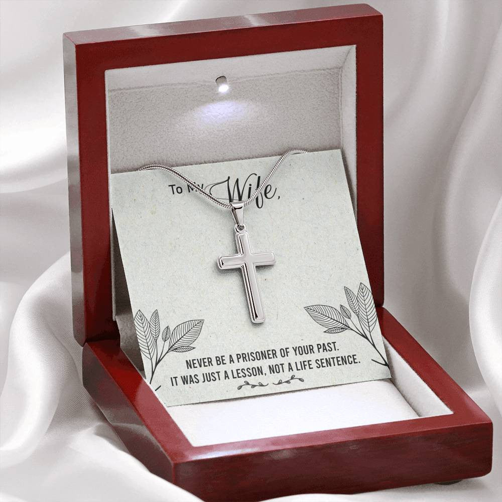 Christian Encouragement Card To My Wifenever Be A Prisoner Faith Cross Necklace Stainless Steel Pendant Religious Gift - Meanful Cross Messages Card Gift Idea