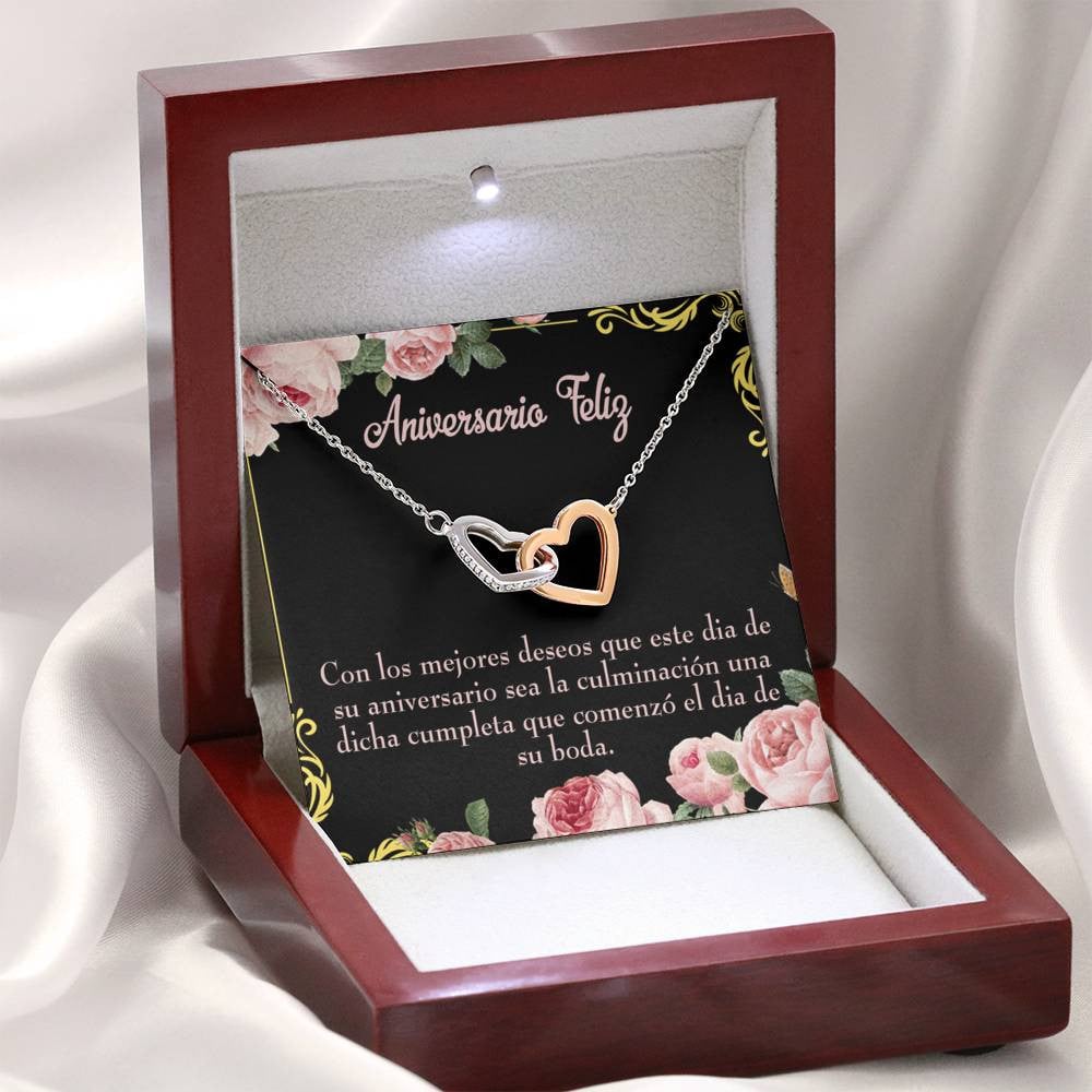 Wife Gift For Wife Birthday Aniversario Feliz Inseparable Love Pendant 18k Rose Gold Finish 16� - Interlocking Hearts Necklace