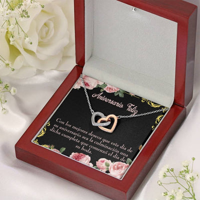 Wife Gift For Wife Birthday Aniversario Feliz Inseparable Love Pendant 18k Rose Gold Finish 16� - Interlocking Hearts Necklace