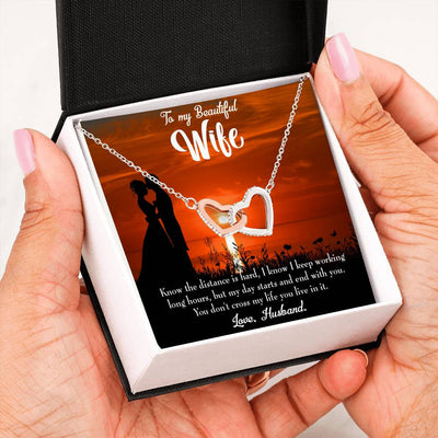 Wife Gift For Wife Birthday Knowing The Distance Inseparable Love Pendant 18k Rose Gold Finish 16� - Interlocking Hearts Necklace