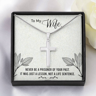 Christian Encouragement Card To My Wifenever Be A Prisoner Faith Cross Necklace Stainless Steel Pendant Religious Gift - Meanful Cross Messages Card Gift Idea