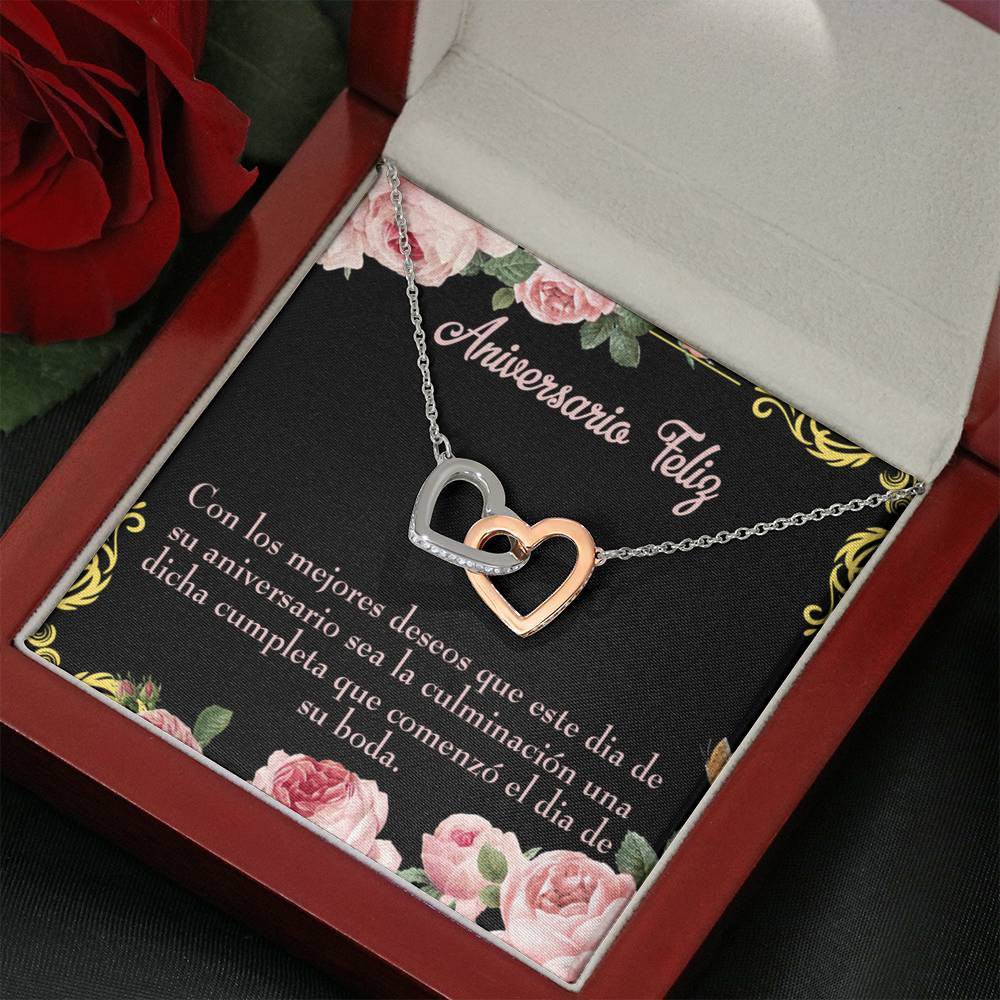 Wife Gift For Wife Birthday Aniversario Feliz Inseparable Love Pendant 18k Rose Gold Finish 16� - Interlocking Hearts Necklace