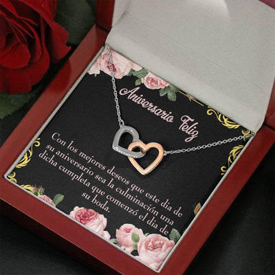 Wife Gift For Wife Birthday Aniversario Feliz Inseparable Love Pendant 18k Rose Gold Finish 16� - Interlocking Hearts Necklace