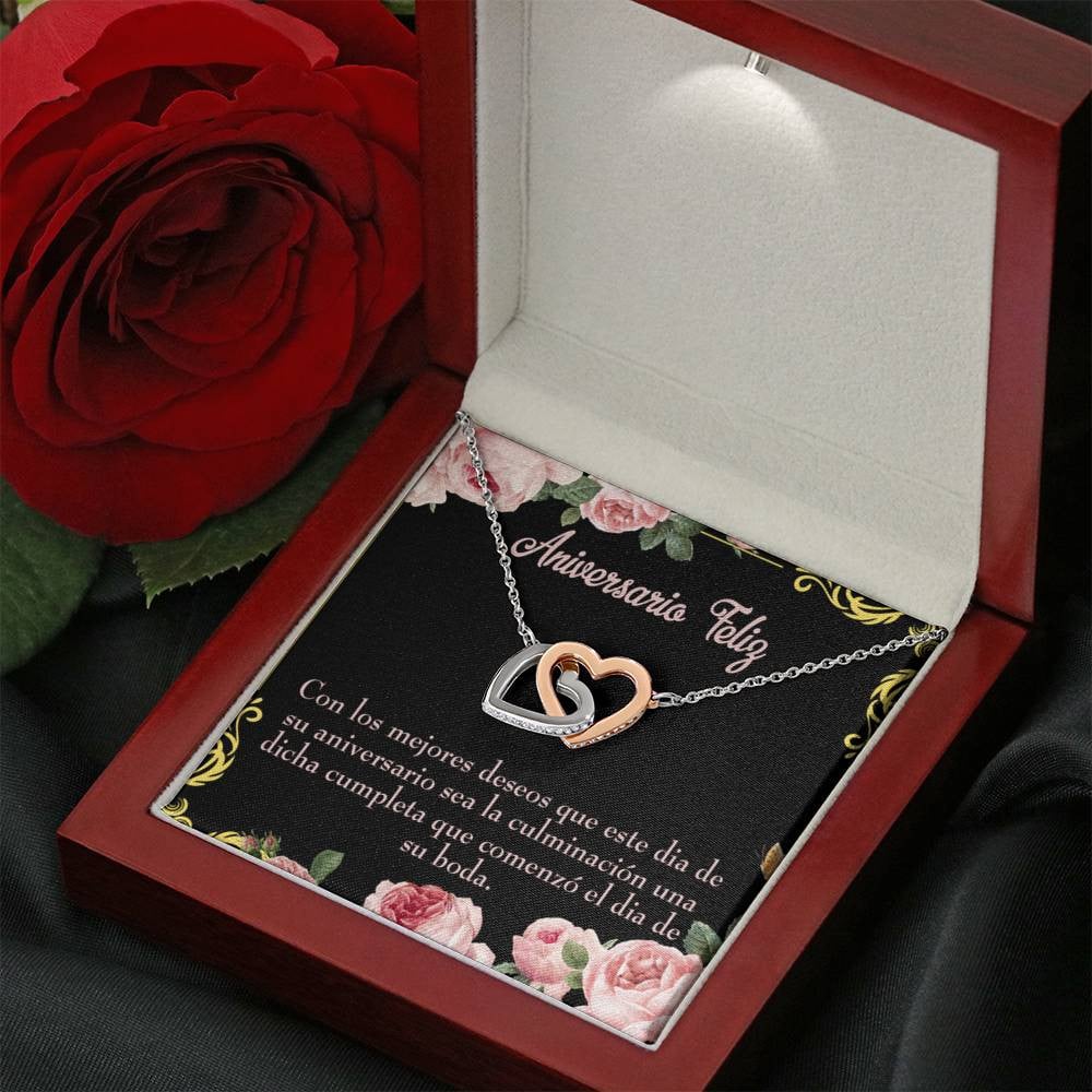 Wife Gift For Wife Birthday Aniversario Feliz Inseparable Love Pendant 18k Rose Gold Finish 16� - Interlocking Hearts Necklace