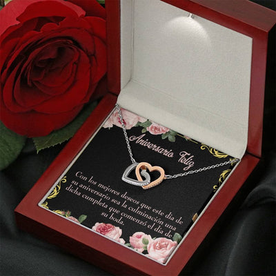 Wife Gift For Wife Birthday Aniversario Feliz Inseparable Love Pendant 18k Rose Gold Finish 16� - Interlocking Hearts Necklace