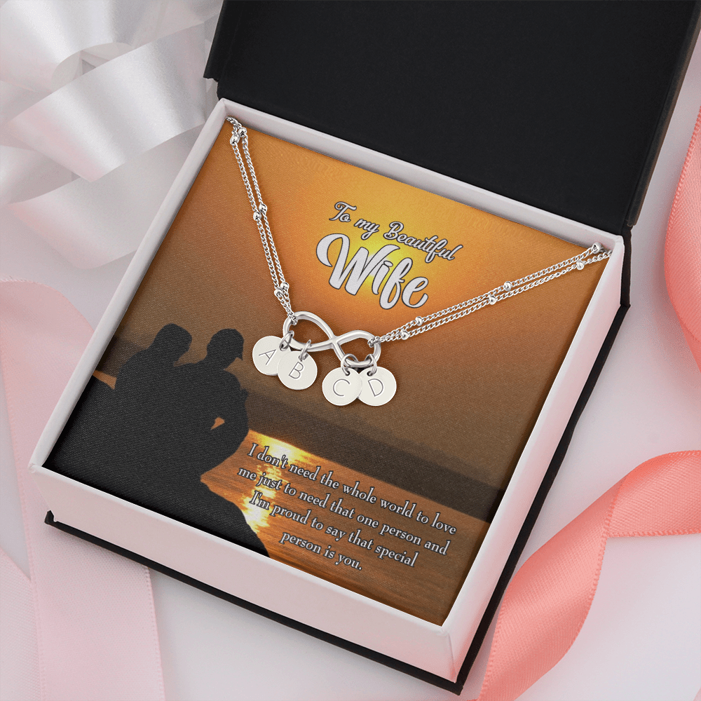 To My Wife Beautiful Wife Infinity Bracelet With Initial Charms - Infinity Bracelet