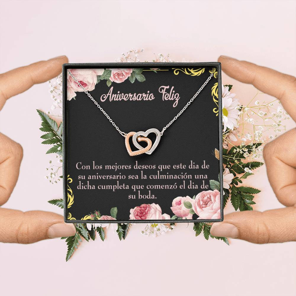 Wife Gift For Wife Birthday Aniversario Feliz Inseparable Love Pendant 18k Rose Gold Finish 16� - Interlocking Hearts Necklace