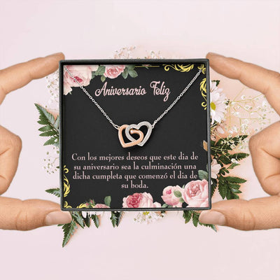 Wife Gift For Wife Birthday Aniversario Feliz Inseparable Love Pendant 18k Rose Gold Finish 16� - Interlocking Hearts Necklace