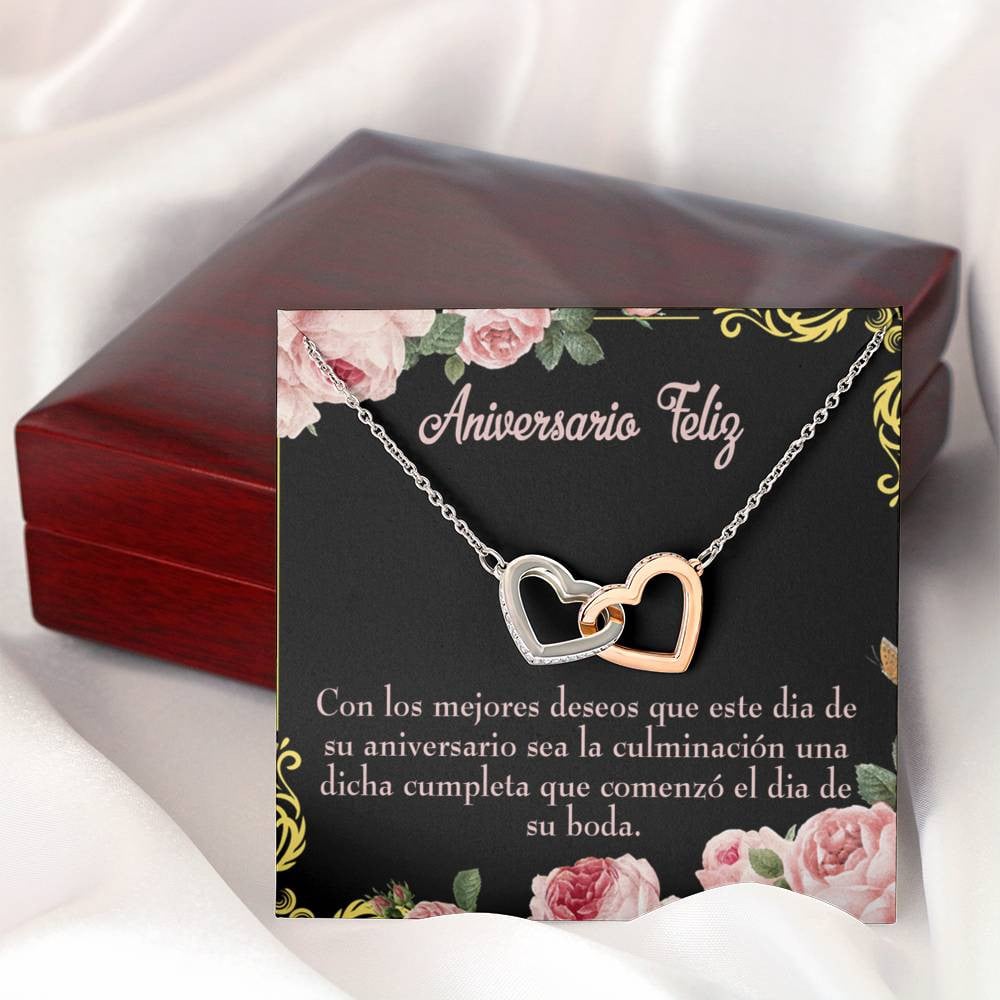 Wife Gift For Wife Birthday Aniversario Feliz Inseparable Love Pendant 18k Rose Gold Finish 16� - Interlocking Hearts Necklace