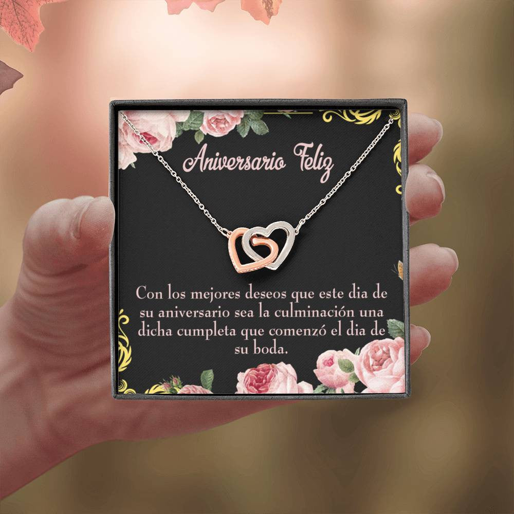 Wife Gift For Wife Birthday Aniversario Feliz Inseparable Love Pendant 18k Rose Gold Finish 16� - Interlocking Hearts Necklace