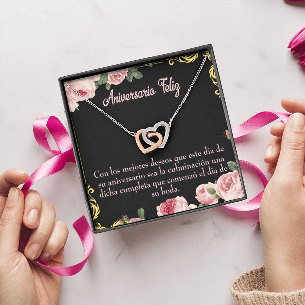 Wife Gift For Wife Birthday Aniversario Feliz Inseparable Love Pendant 18k Rose Gold Finish 16� - Interlocking Hearts Necklace