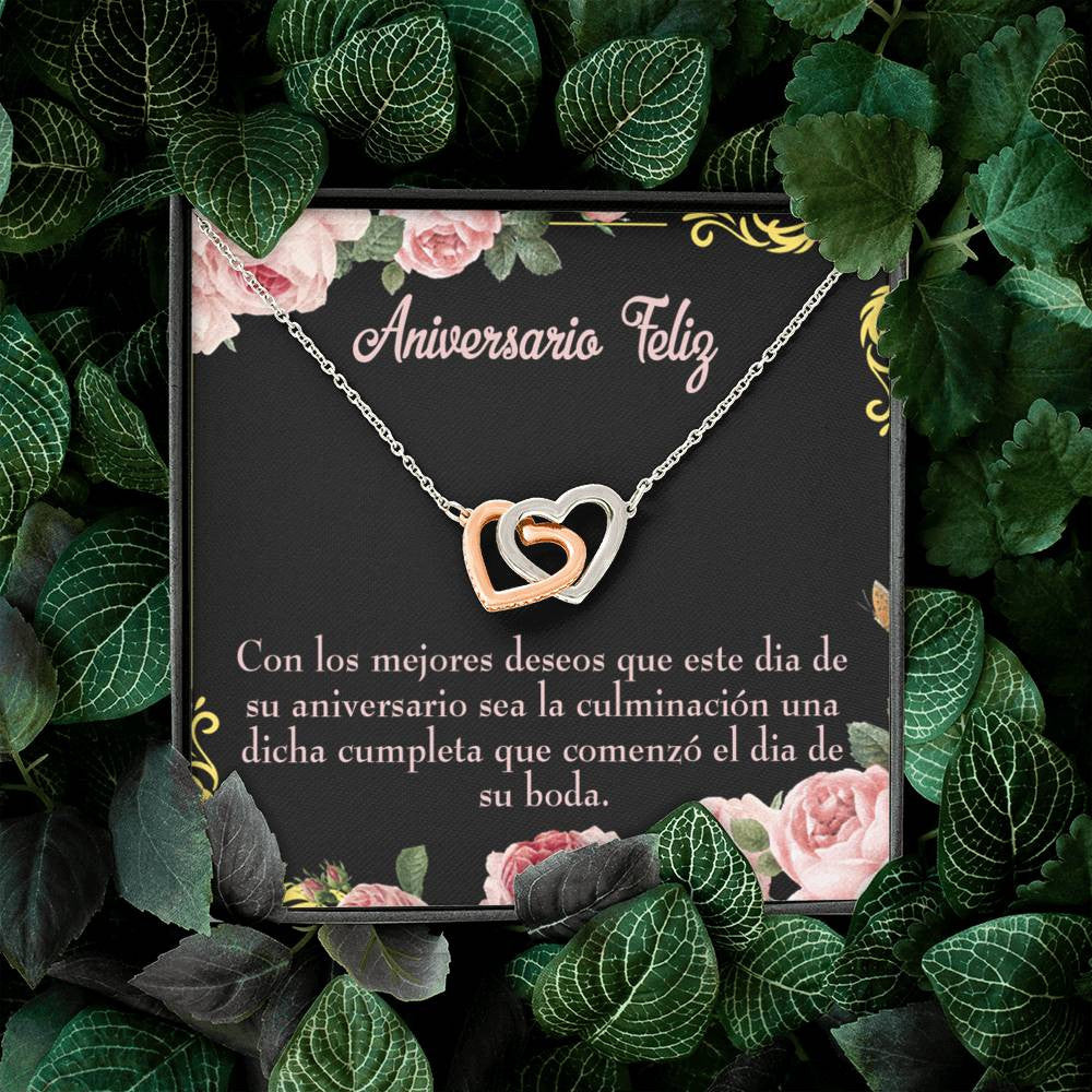 Wife Gift For Wife Birthday Aniversario Feliz Inseparable Love Pendant 18k Rose Gold Finish 16� - Interlocking Hearts Necklace