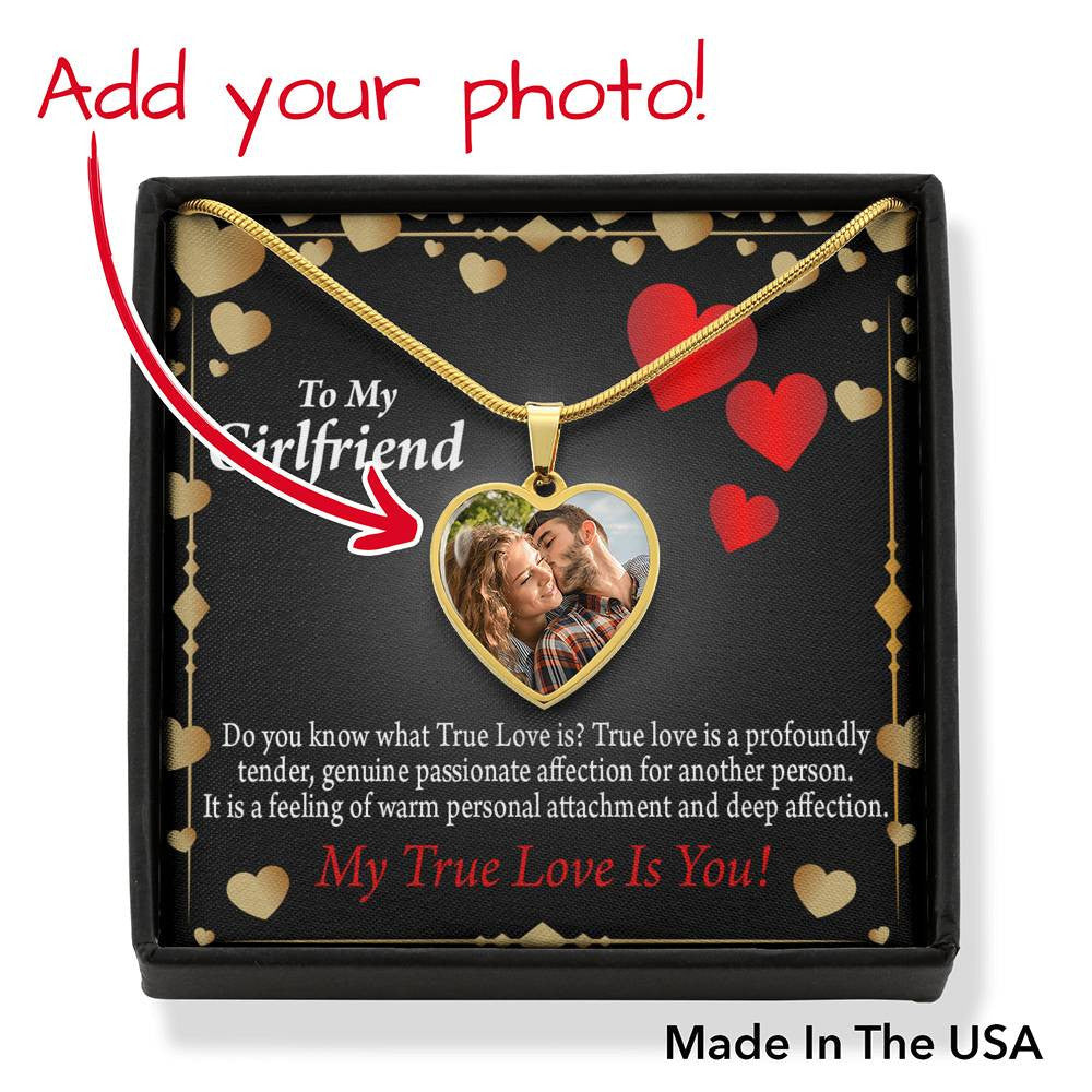 Personalized To My Girlfriend True Love Necklace Stainless Steel Heart Pendant Jewelry Gift  - Photo Upload Cards
