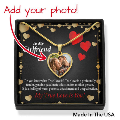 Personalized To My Girlfriend True Love Necklace Stainless Steel Heart Pendant Jewelry Gift  - Photo Upload Cards