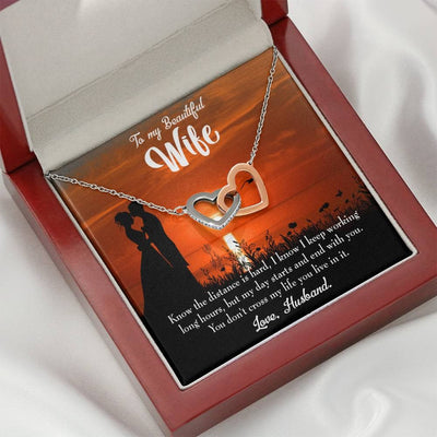 Wife Gift For Wife Birthday Knowing The Distance Inseparable Love Pendant 18k Rose Gold Finish 16� - Interlocking Hearts Necklace