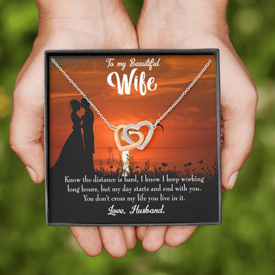 Wife Gift For Wife Birthday Knowing The Distance Inseparable Love Pendant 18k Rose Gold Finish 16� - Interlocking Hearts Necklace
