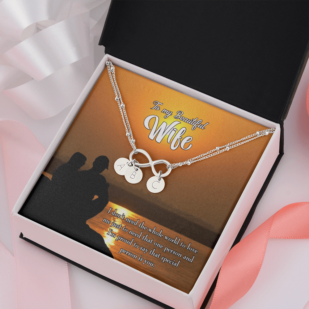 To My Wife Beautiful Wife Infinity Bracelet With Initial Charms - Infinity Bracelet