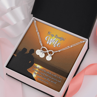 To My Wife Beautiful Wife Infinity Bracelet With Initial Charms - Infinity Bracelet