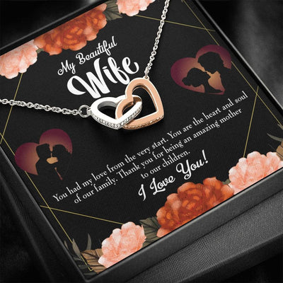 Wife Gift For Wife Birthday Heart And Soul Inseparable Love Pendant 18k Rose Gold Finish 16� - Interlocking Hearts Necklace