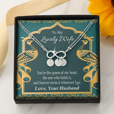 To My Wife To My Lovely Wife Infinity Bracelet With Initial Charms - Infinity Bracelet