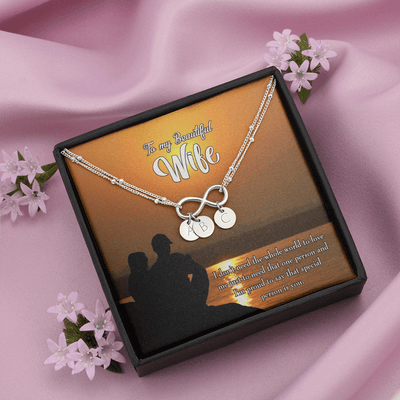 To My Wife Beautiful Wife Infinity Bracelet With Initial Charms - Infinity Bracelet