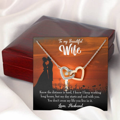Wife Gift For Wife Birthday Knowing The Distance Inseparable Love Pendant 18k Rose Gold Finish 16� - Interlocking Hearts Necklace