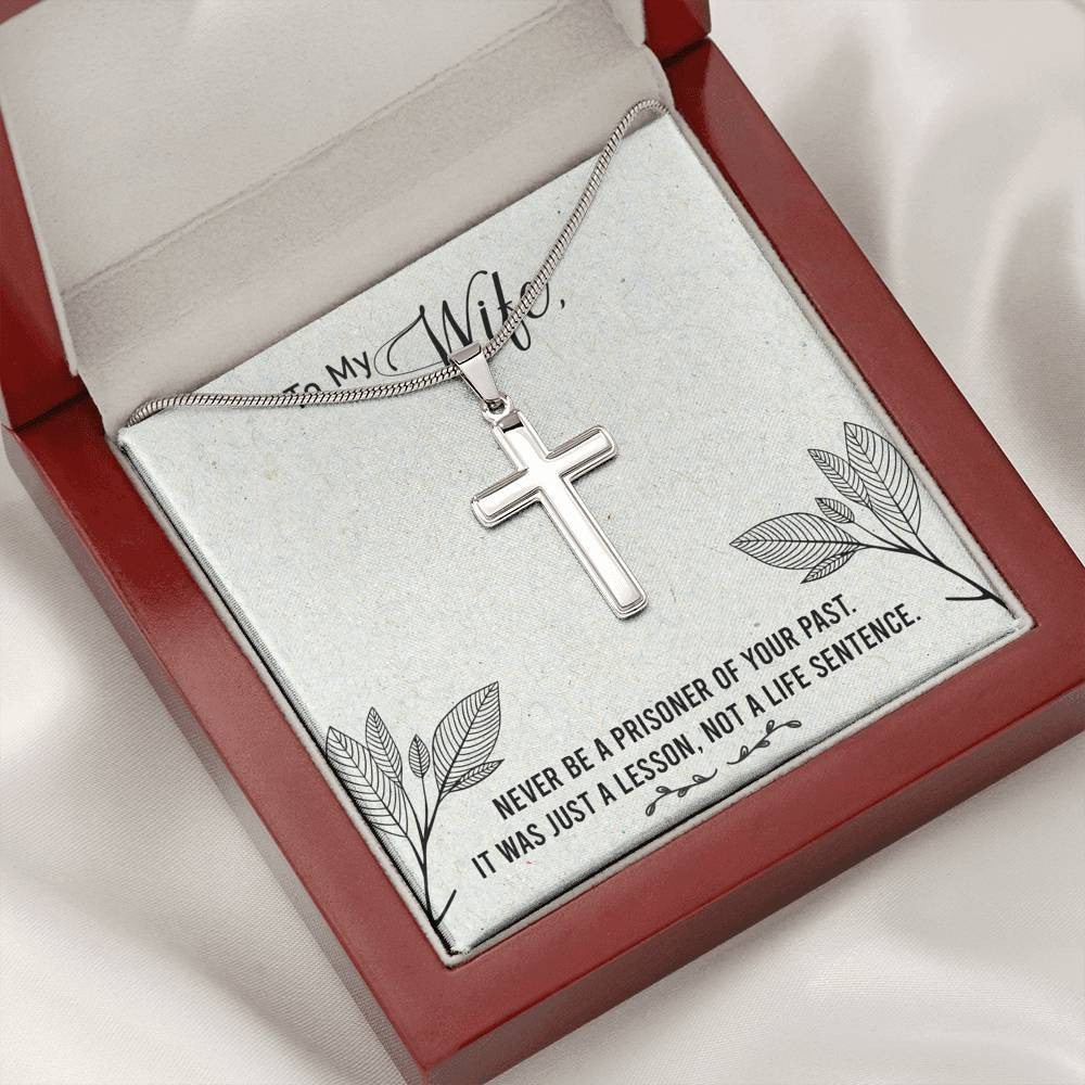 Christian Encouragement Card To My Wifenever Be A Prisoner Faith Cross Necklace Stainless Steel Pendant Religious Gift - Meanful Cross Messages Card Gift Idea
