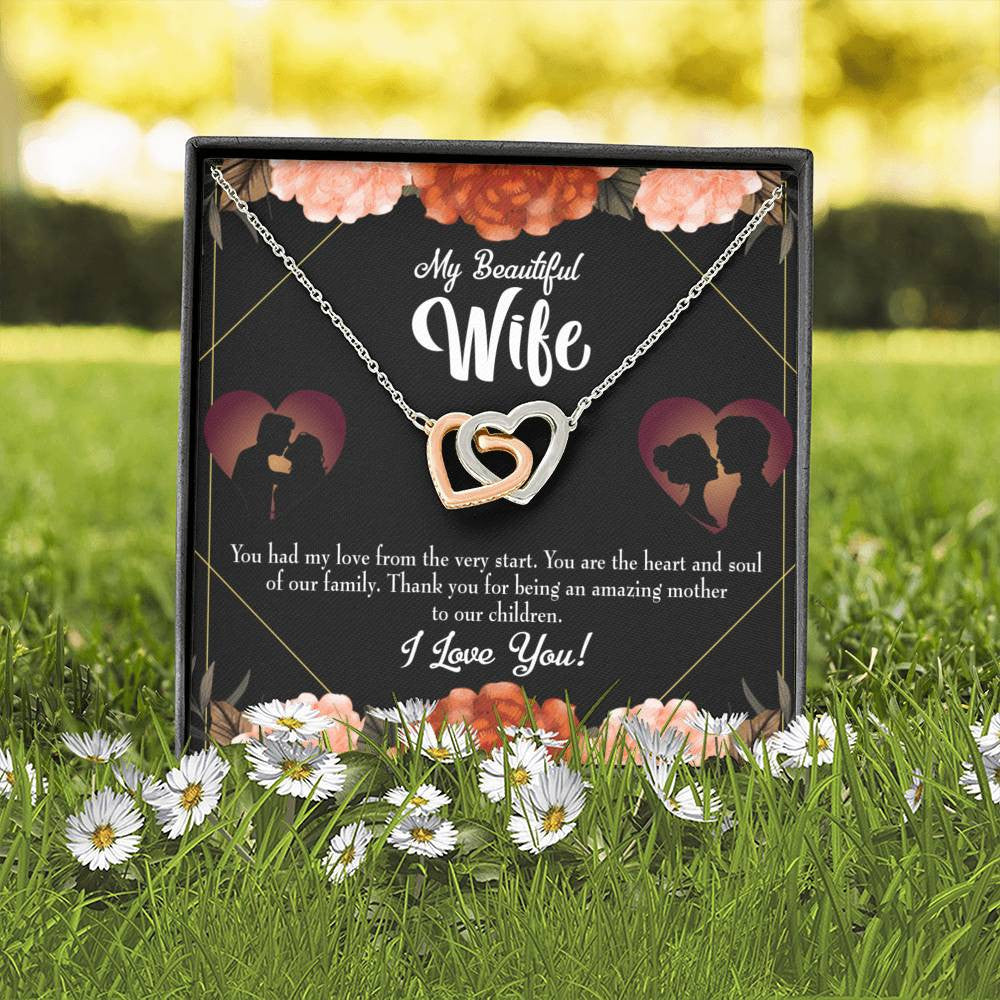 Wife Gift For Wife Birthday Heart And Soul Inseparable Love Pendant 18k Rose Gold Finish 16� - Interlocking Hearts Necklace