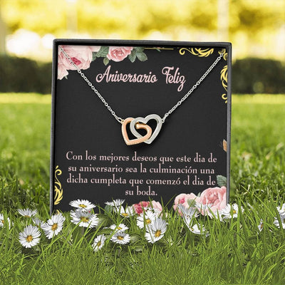 Wife Gift For Wife Birthday Aniversario Feliz Inseparable Love Pendant 18k Rose Gold Finish 16� - Interlocking Hearts Necklace